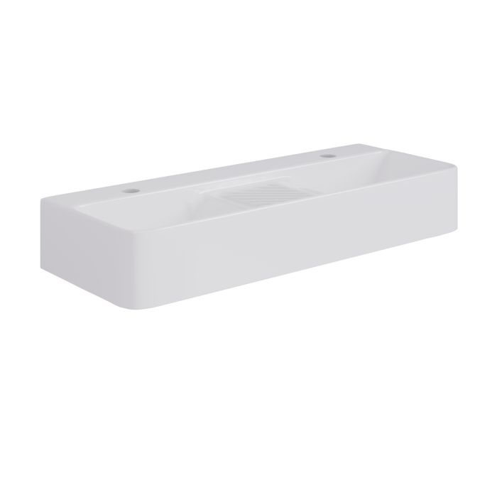 ALMOST PERFECT - White Square Countertop Double Basin 800mm - Bowen