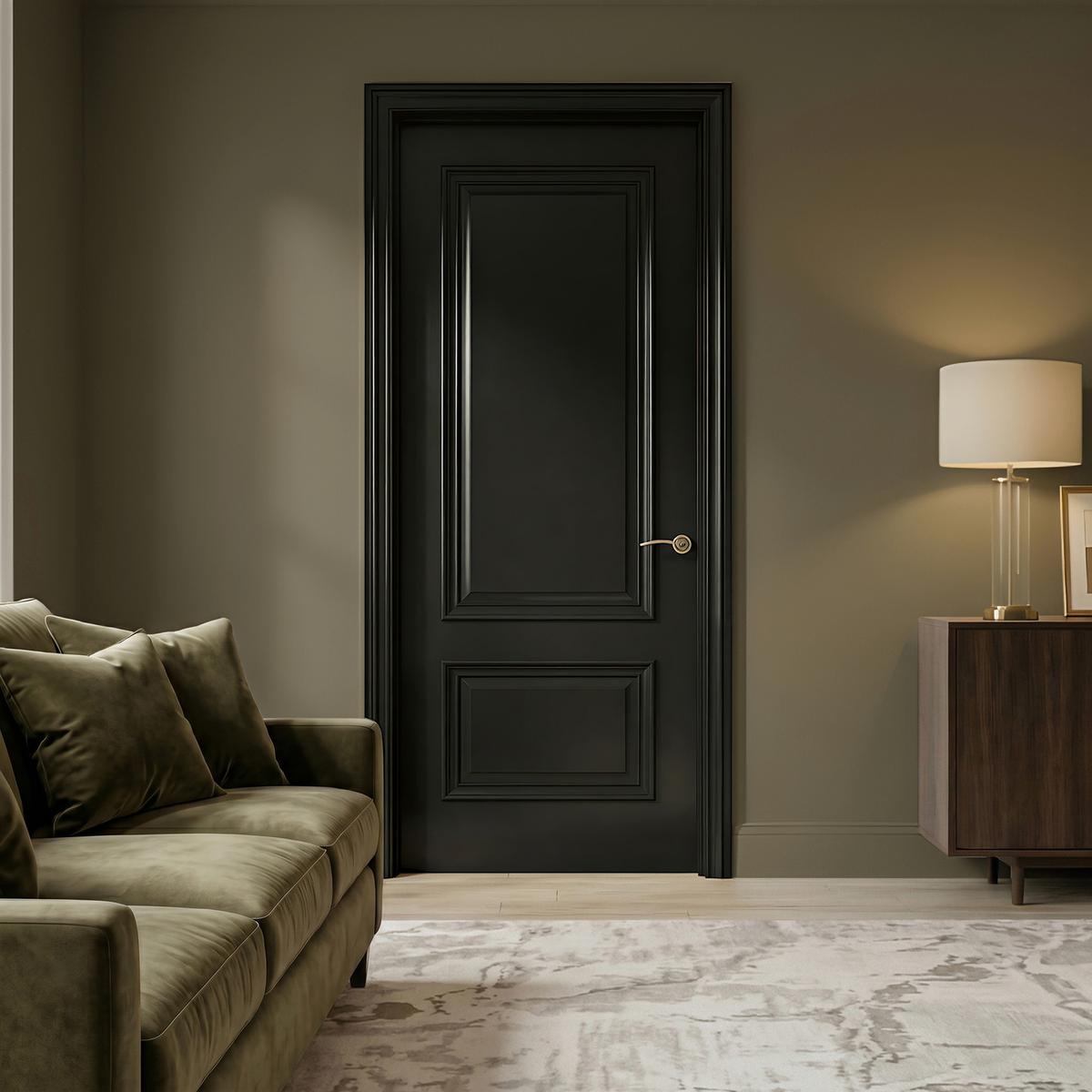 Internal Black 2-Panel Door with Raised Mouldings - 1981 x 762 x 35mm - Nelson - XL Joinery