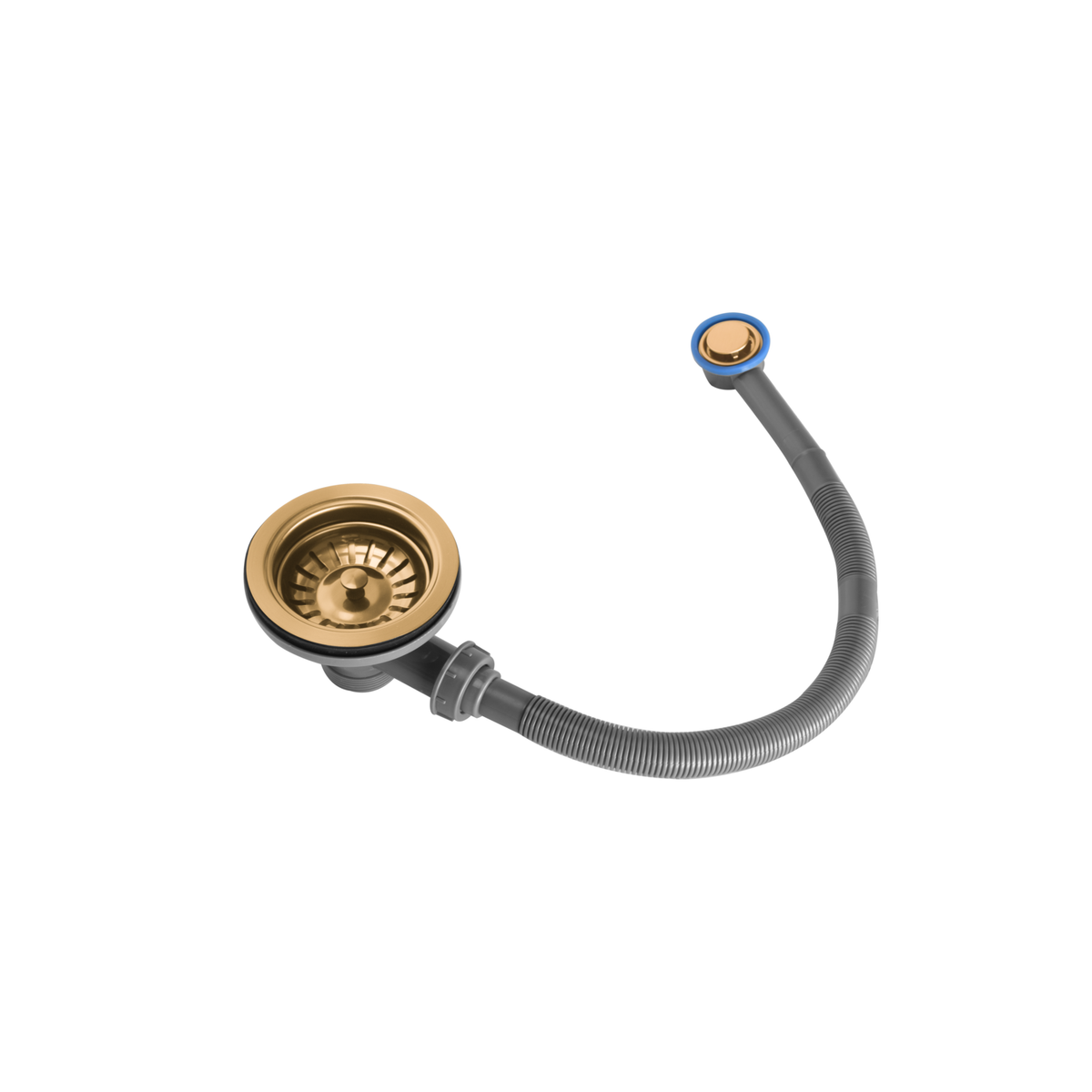 Brushed Brass Kitchen Sink Strainer Waste with round overflow - Enza