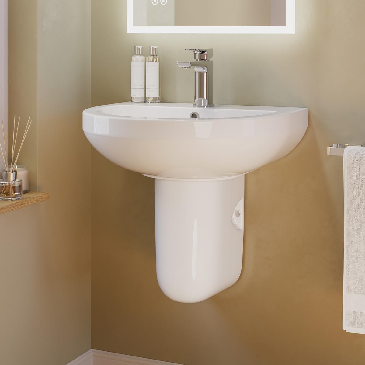 ONLY OPENED - Modern Semi Pedestal Basin 550mm - Addison