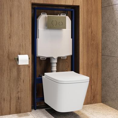 Wall Hung Toilet with Soft Close Seat, Mechanical Chrome Flush Plate, 1168mm Frame & Cistern - Albi