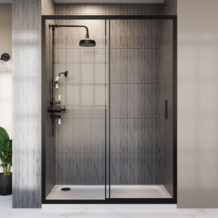1500mm Black Sliding Door Shower Enclosure - Pavo