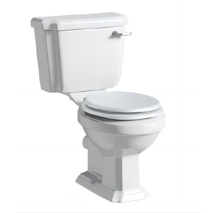 Traditional Close Coupled Toilet with Wooden Soft Close Seat & Chrome Fittings - Park Royal