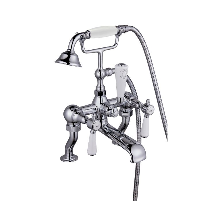 Chrome Freestanding Bath Shower Mixer Tap with Stand Pipes  - Helston