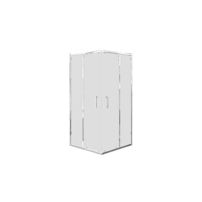 900mm Chrome 6mm Glass Square Corner Entry Shower Enclosure with Shower Tray - Carina