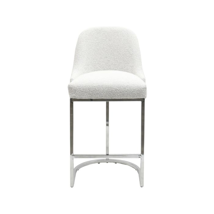 ALMOST PERFECT - Beige Boucle and Chrome Kitchen Stool - Callie