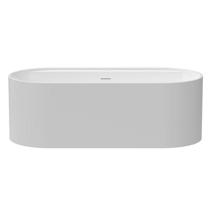 Matt White Freestanding Double Ended Bath with Ledge and Black Feet 1700 x 765mm - Clara