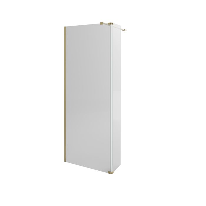 1100mm Brushed Brass Shower Screen for Wet Room & Walk In Shower with 300mm Fixed Return Panel – Corvus