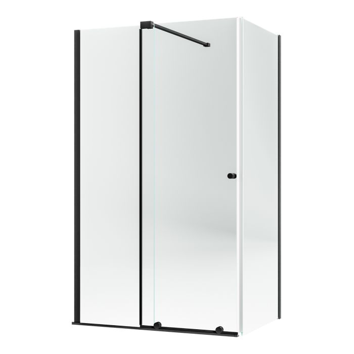 1200x800mm Black 8mm Glass Frameless Sliding Rectangular Shower Enclosure - Denver