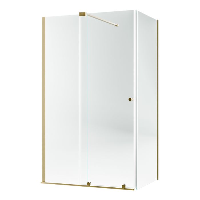 1200x800mm Brushed Brass 8mm Glass Rectangular Frameless Sliding Shower Enclosure - Denver
