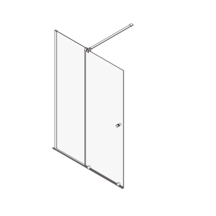 1400mm Chrome Frameless Sliding Door Shower Enclosure 8mm Glass + Wall Support Bar - Denver