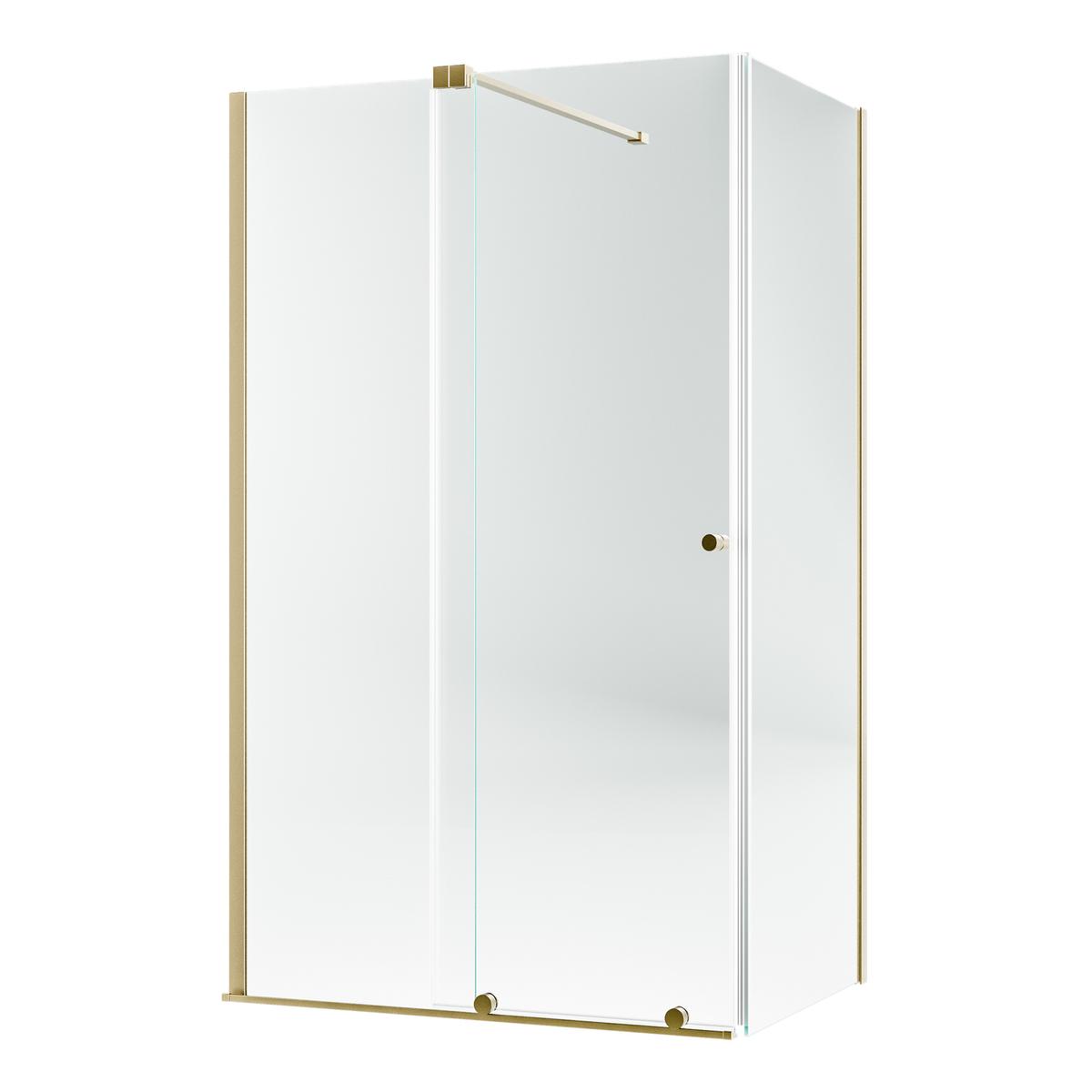 1400x900mm Brushed Brass 8mm Glass Frameless Rectangular Sliding Shower Enclosure - Denver