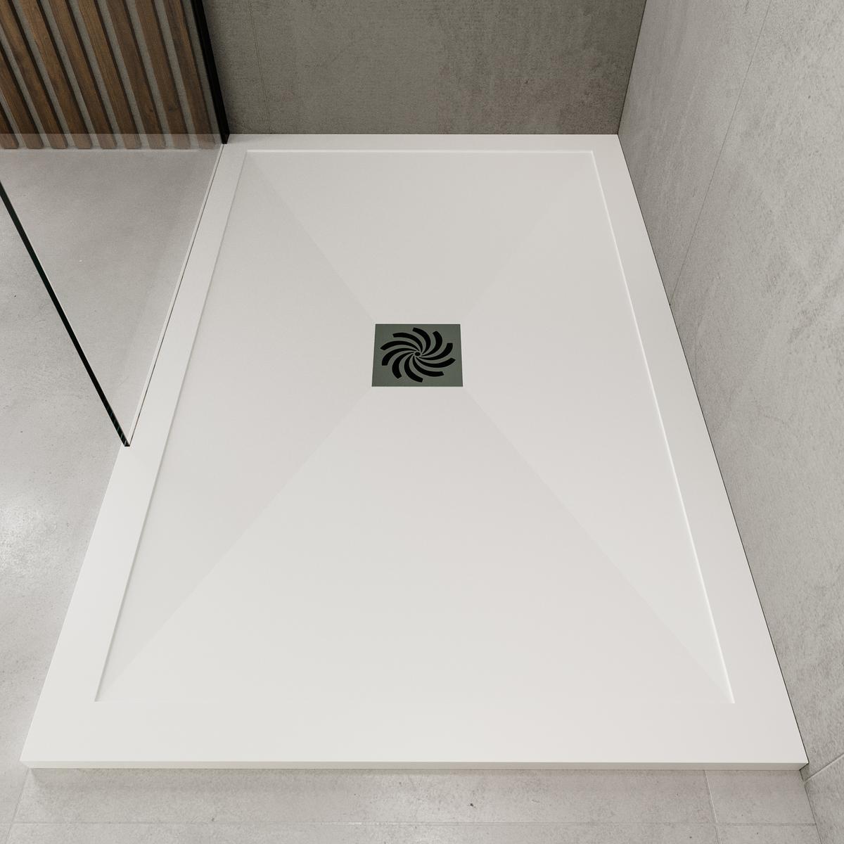 ALMOST PERFECT - 1400x800mm Rectangular Anti-Slip 25mm Slimline White Stone Resin Shower Tray – Harmony