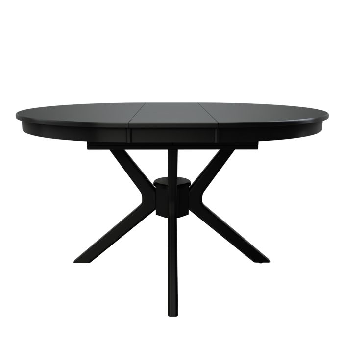Round to Oval Black Extendable Dining Table Set with 4 Sage Green Faux Leather Chairs - Seats 4 - Karie