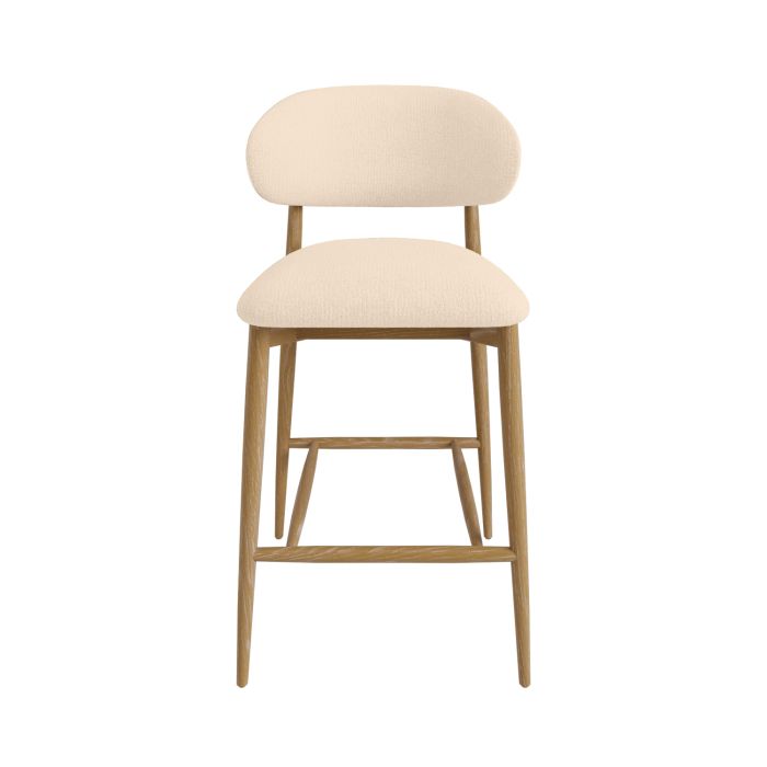 ALMOST PERFECT - Cream Curved Limewashed Oak exposed back Kitchen stool - Kori