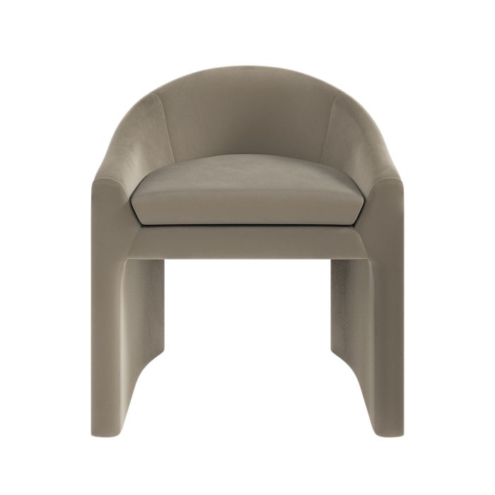 ALMOST PERFECT - Upholstered Mink Velvet Curved Tub Dining Chair - Kelsey