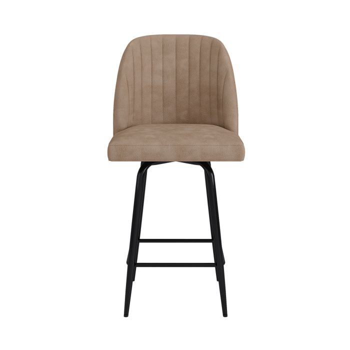 Beige Faux Leather Swivel Kitchen Stool - Logan