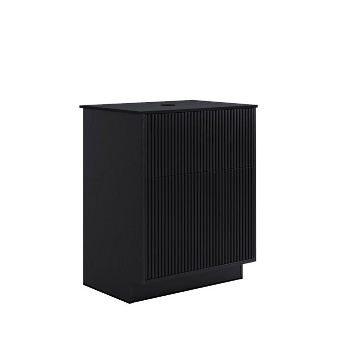 650mm Black Wooden Fluted Freestanding Countertop Vanity Unit - Matira