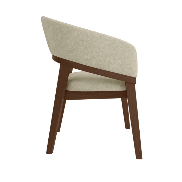 ALMOST PERFECT - Set of 2 Walnut & Beige Upholstered Curved Dining Chairs - Owen
