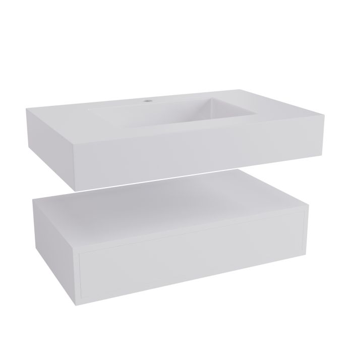 800mm White Wall Hung Vanity Unit with Basin - Oslo