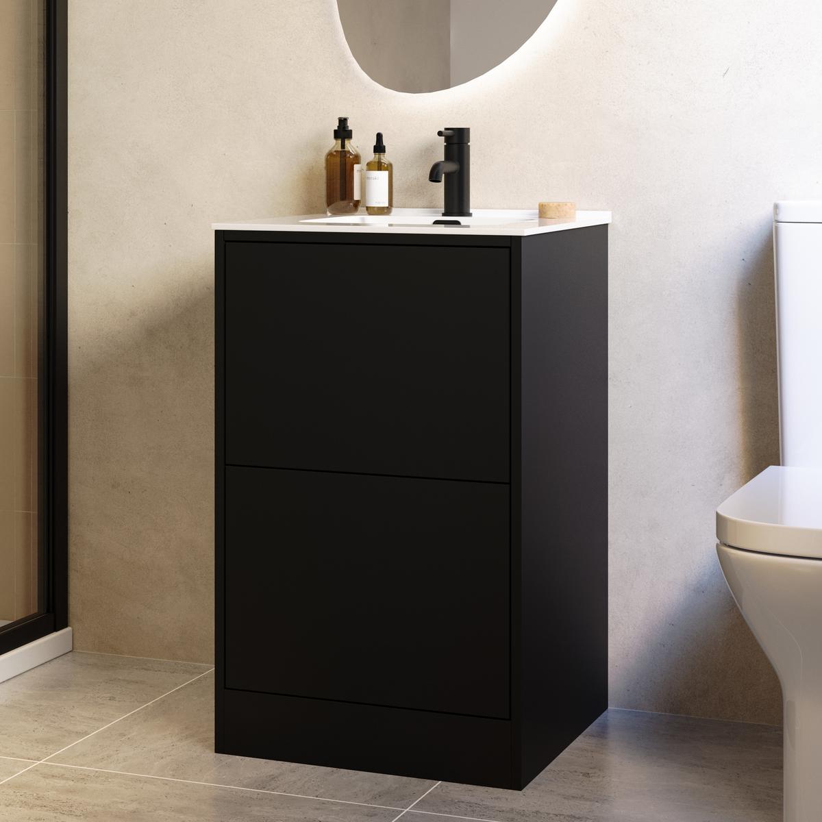 500mm Black Freestanding Vanity Unit with Basin - Palma