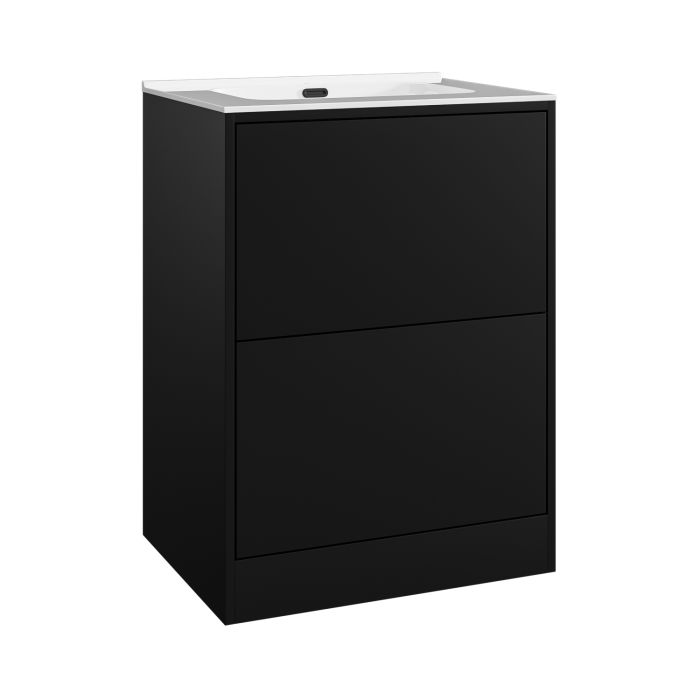600mm Black Freestanding Vanity Unit with Basin - Palma