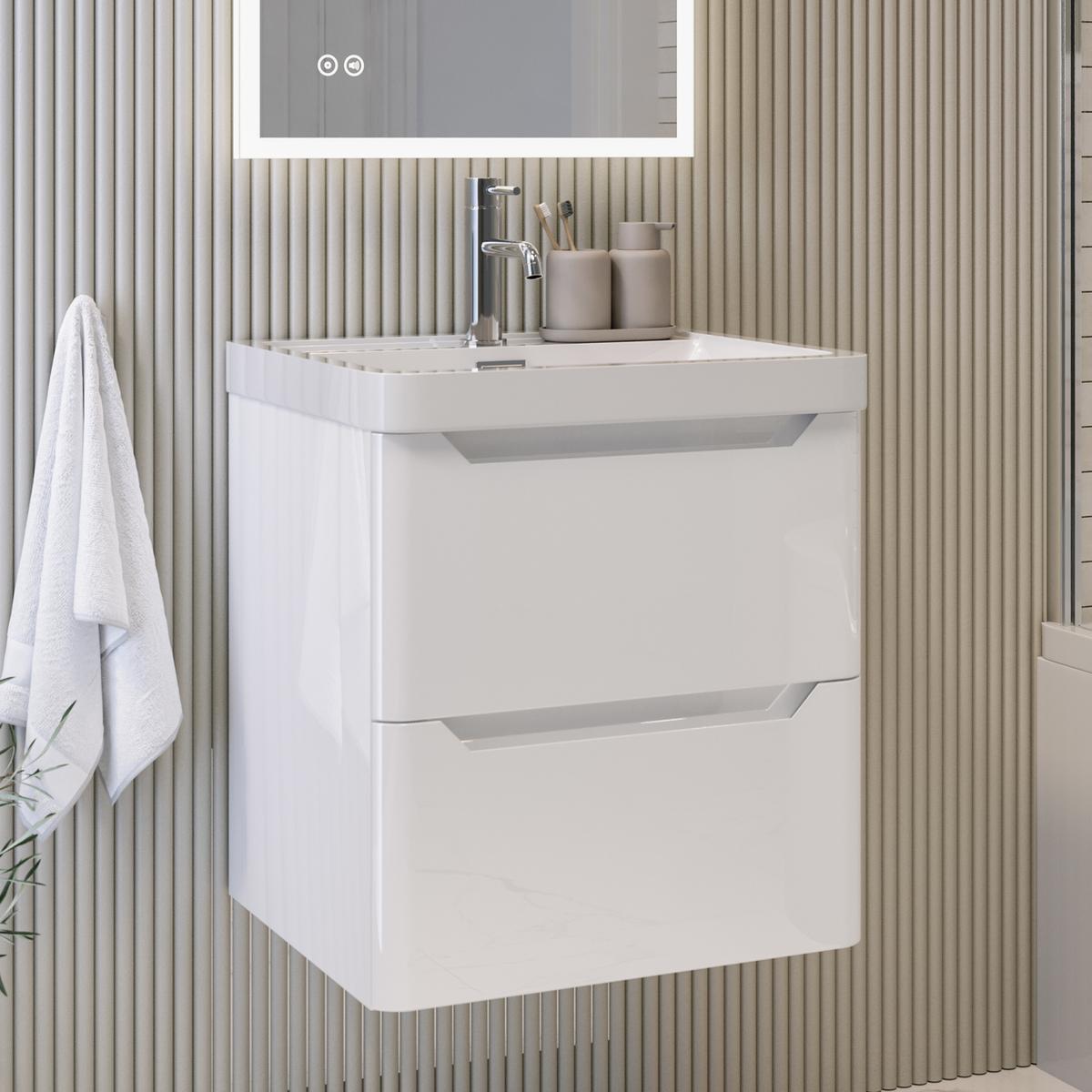 500mm White Wall Hung Vanity Unit with Basin - Pendle