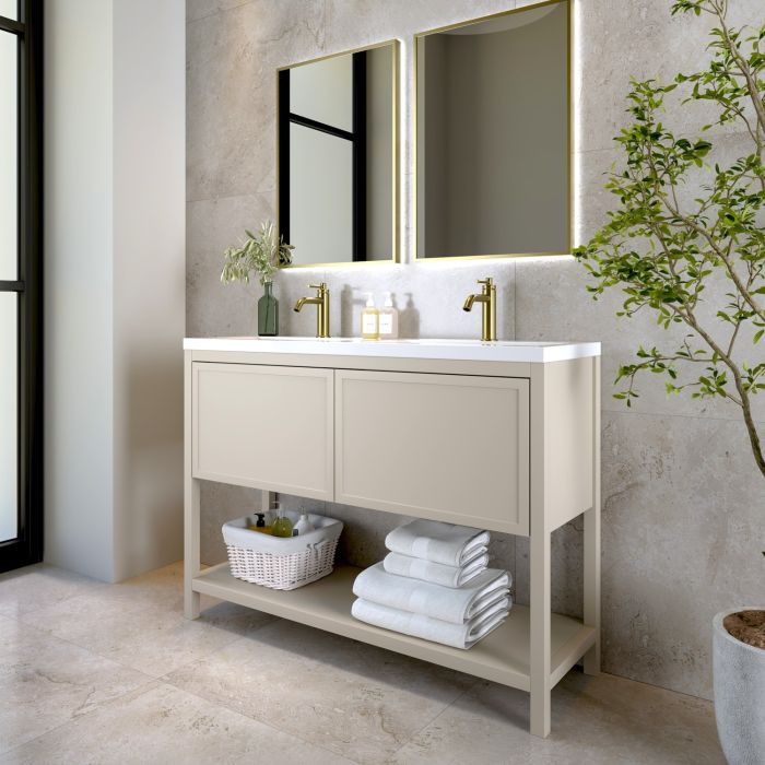1200mm Beige Freestanding Double Vanity Unit with Basin - Perla