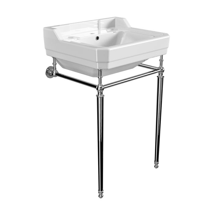 570mm Traditional 1 Tap Hole Basin with Chrome Wash Stand - Ripley