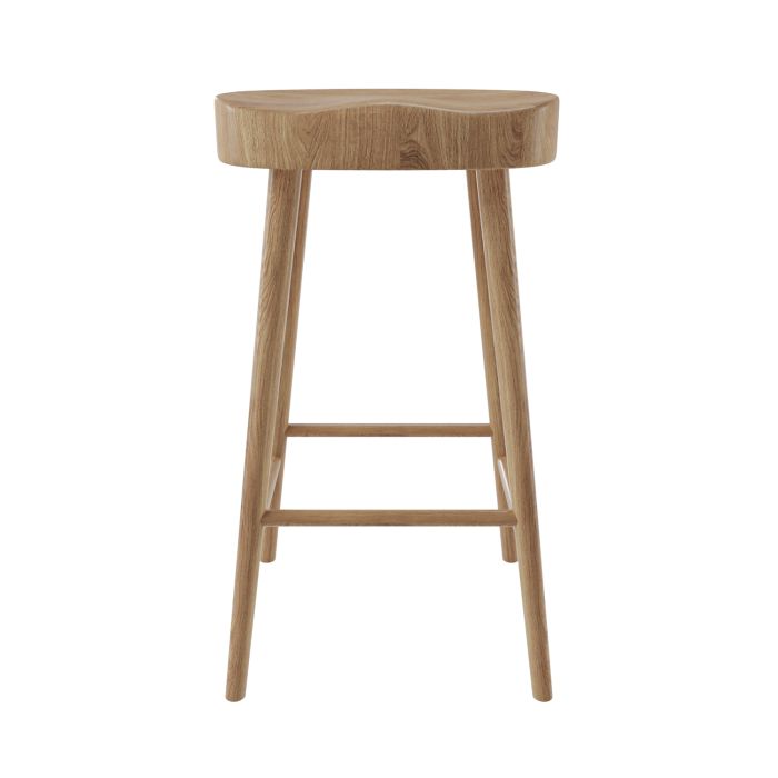 Set of 4 Solid Weathered Oak Kitchen Counter Stools - 70cm - Rayne