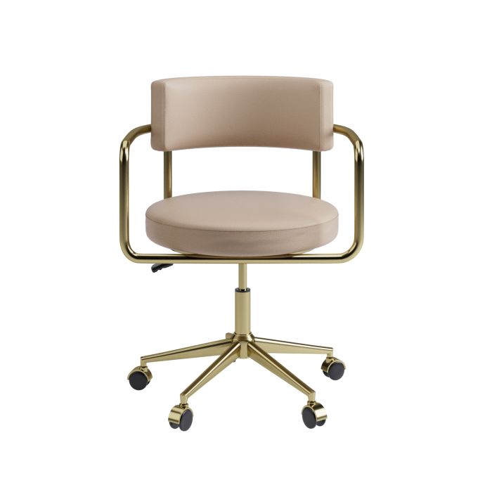 Beige Faux Leather Swivel Bedroom Chair - Soren 