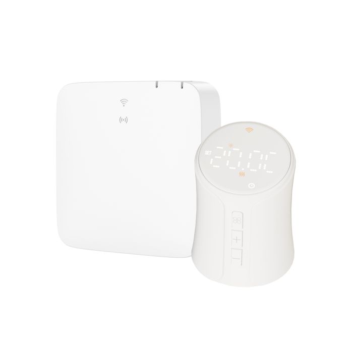 electriQ Smart TRV Valves (Single Pair) with Zigbee Hub - White