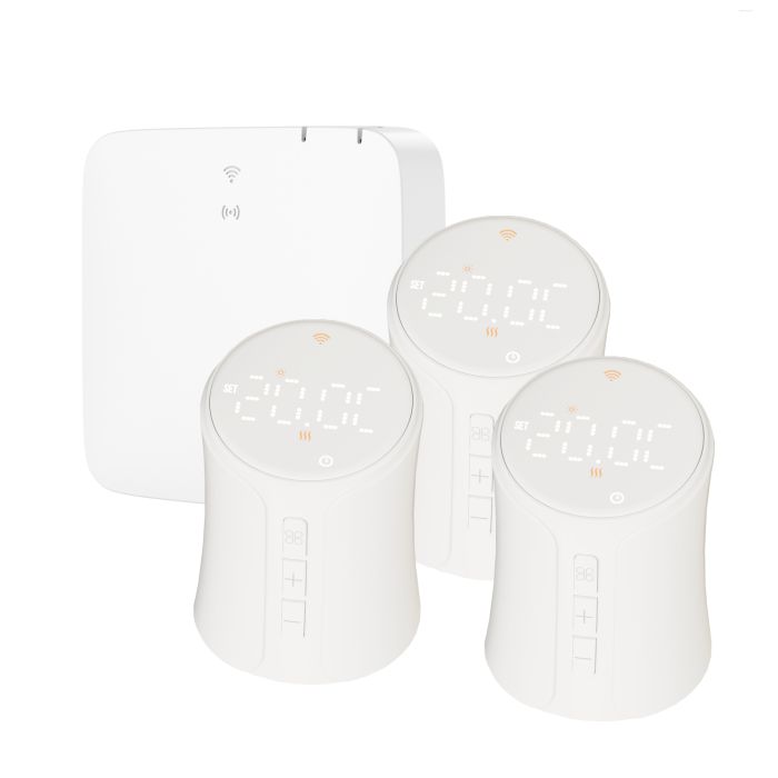 electriQ Smart TRV Valves (3 Pairs) with Zigbee Hub - White