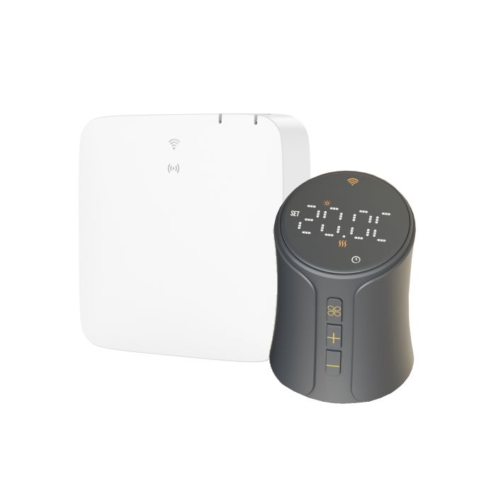 electriQ Smart TRV Valves (Single Pair) with Zigbee Hub - Anthracite