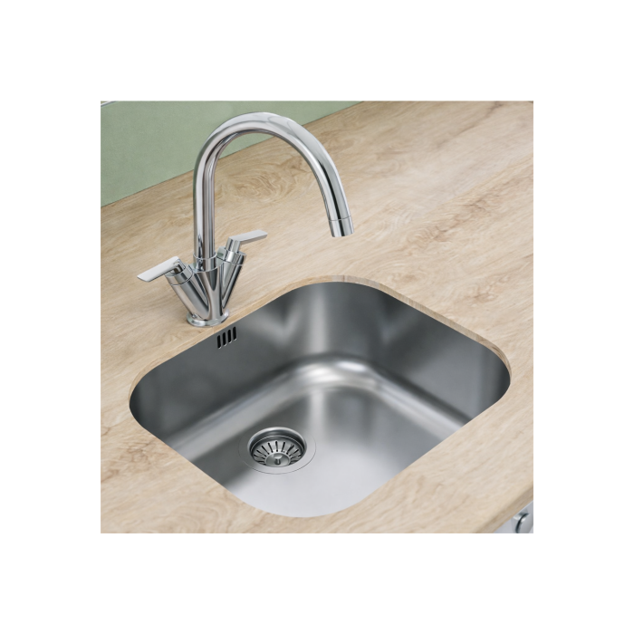 Single Bowl Undermount Stainless Steel Kitchen Sink with Chrome Kitchen Mixer Tap