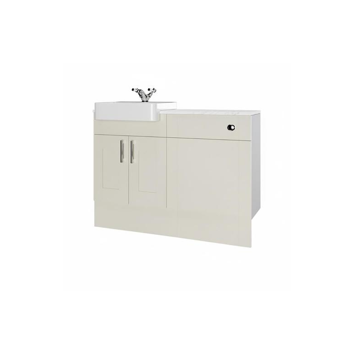 1200mm Beige Toilet and Sink Unit with Chrome Fittings - Vancouver