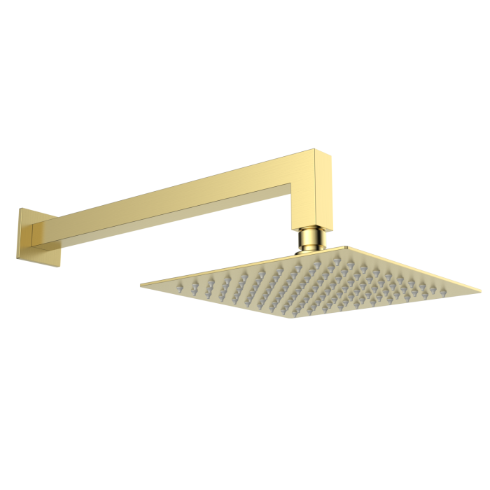 ALMOST PERFECT - Brushed Brass Concealed 200mm Rainfall Shower Head & Arm - Zana