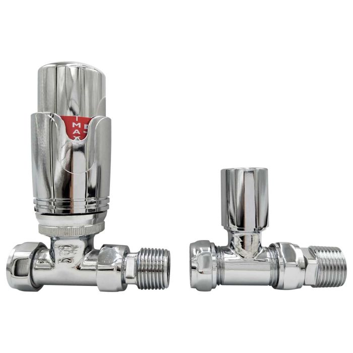 ALMOST PERFECT - Chrome Thermostatic Straight Radiator Valves