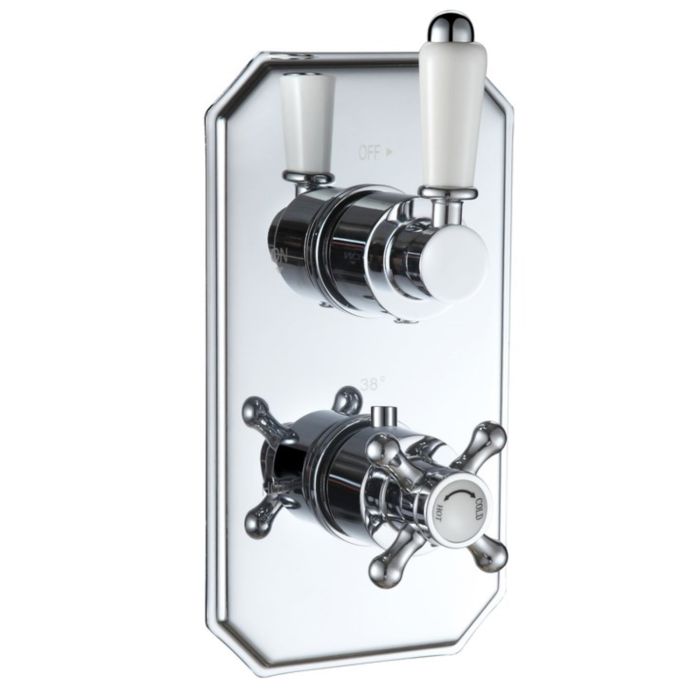 ALMOST PERFECT - Chrome Traditional 1 Outlet Concealed Thermostatic Concealed Shower Valve with Dual Control - Cambridge