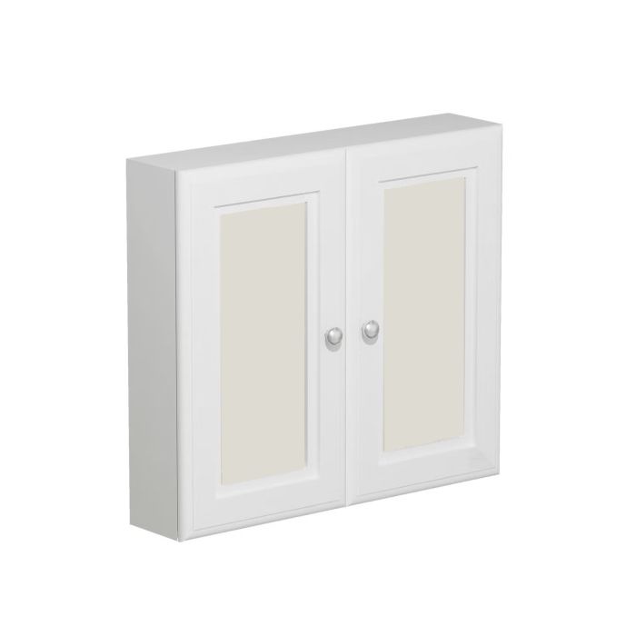 Double Door White Bathroom Mirror Cabinet  667 x 600mm - Westbury