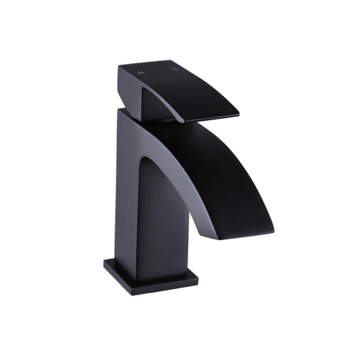GRADE A1 - Black Cloakroom Mono Basin Mixer Tap - Wave
