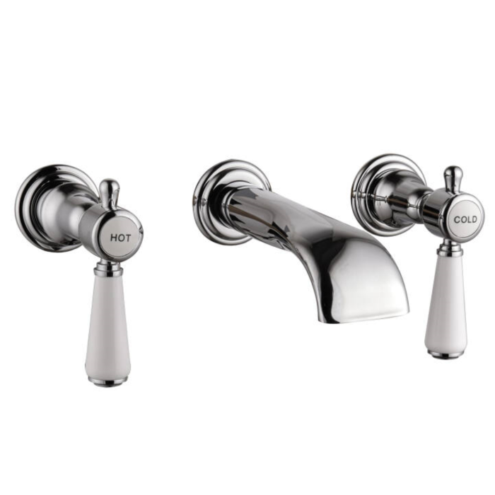 GRADE A2 - Wall Mounted Chrome Basin Mixer Tap - Helston