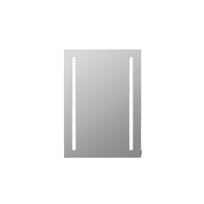 Single Door Chrome Bathroom Mirror Cabinet with Battery Operated Lights 500 x 700mm - Capricorn