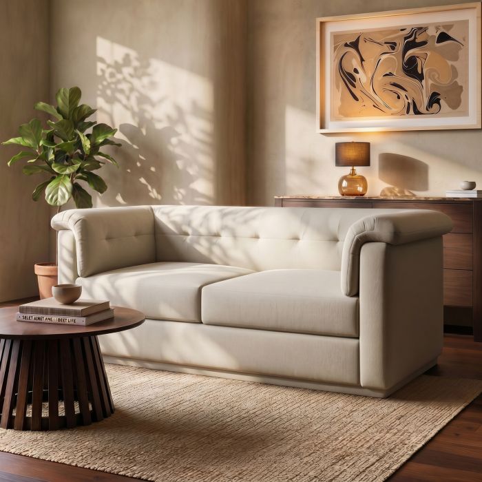 Cream Chenille 3 Seater Sofa - Caleb