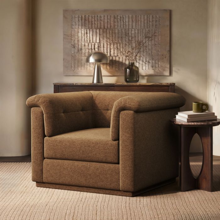Brown Chenille Armchair - Caleb 