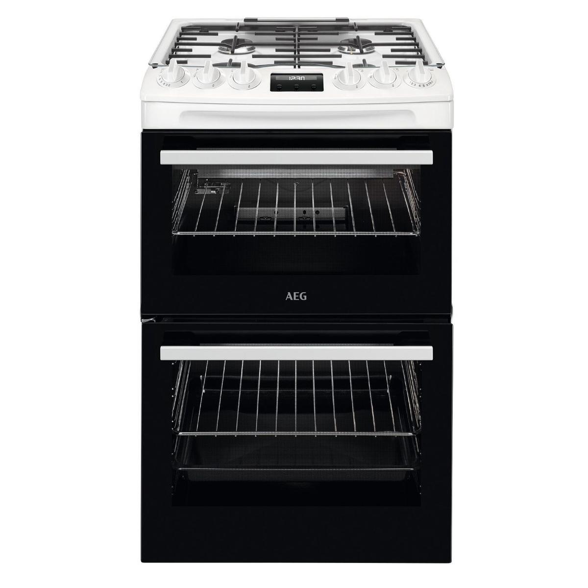 Refurbished AEG 55cm Double Cavity Gas Cooker - White