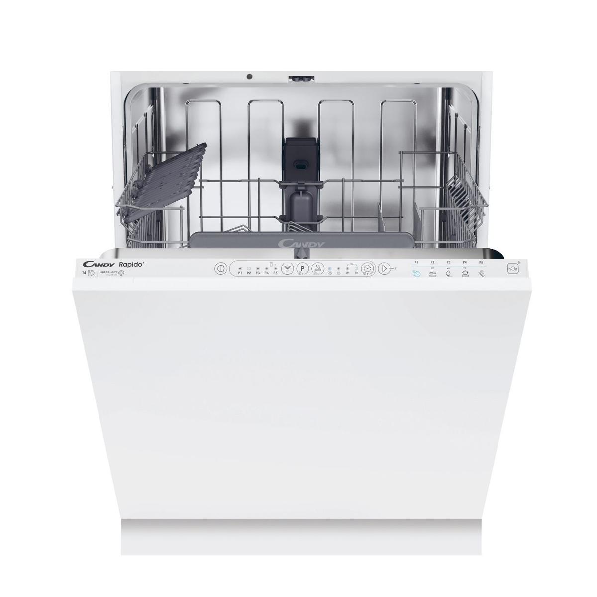 Refurbished Candy Rapido Integrated Dishwasher - Smart Wi-Fi C-Rated White control panel