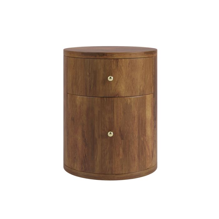 Mango Wood Round 2 Drawer Bedside Table - Chakra