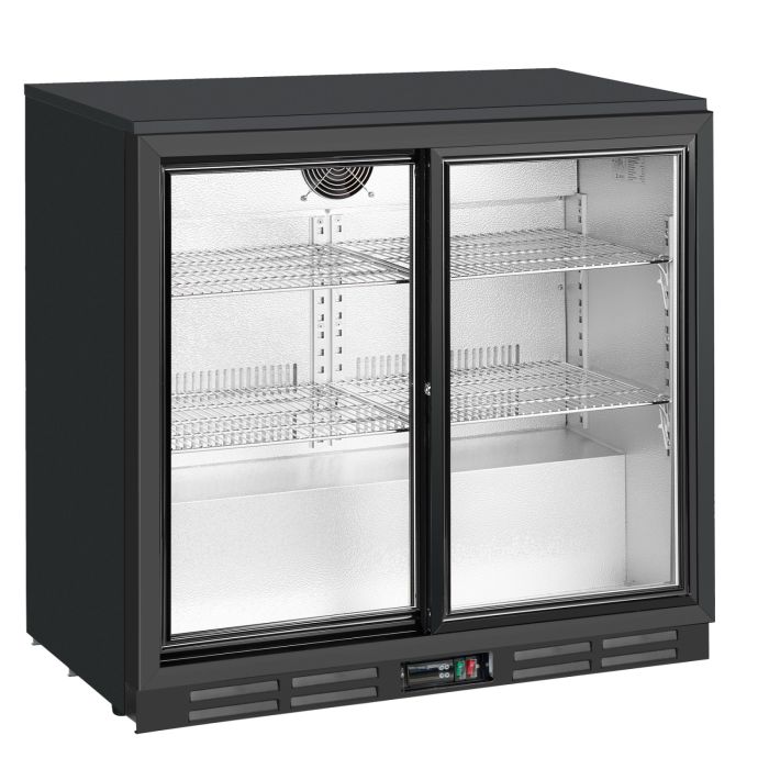 Culinox Double Sliding Door Bottle Cooler - 207 Ltr, Black