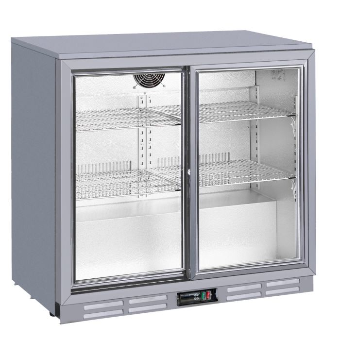 Culinox Double Sliding Door Bottle Cooler - 207 Ltr, Silver, Plug In